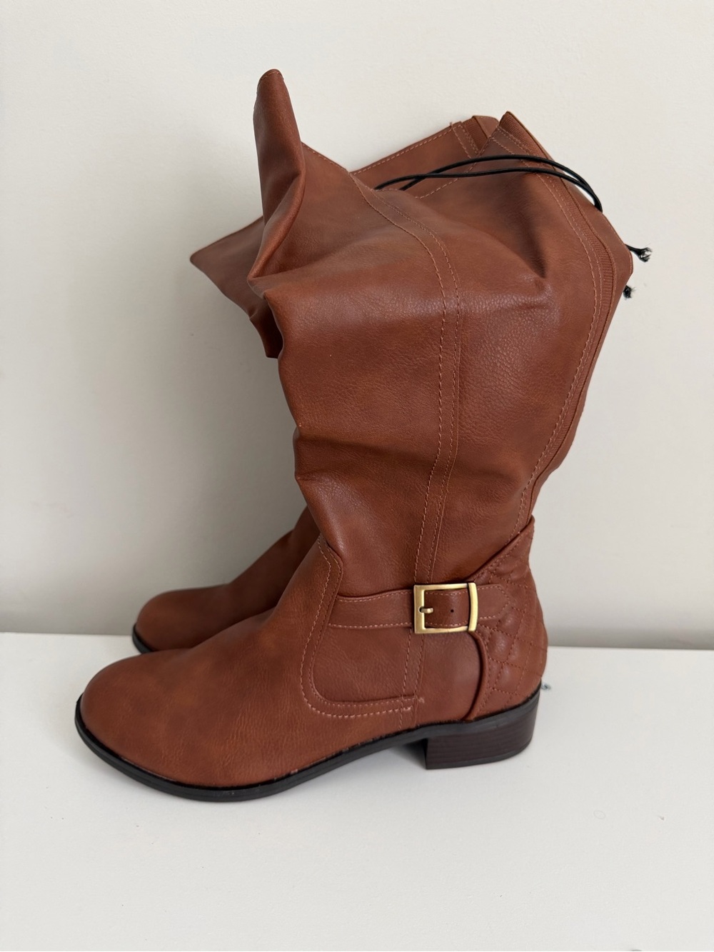 Arizona Jean Company Brown Lace-Up Mid-Calf Buckle Boots